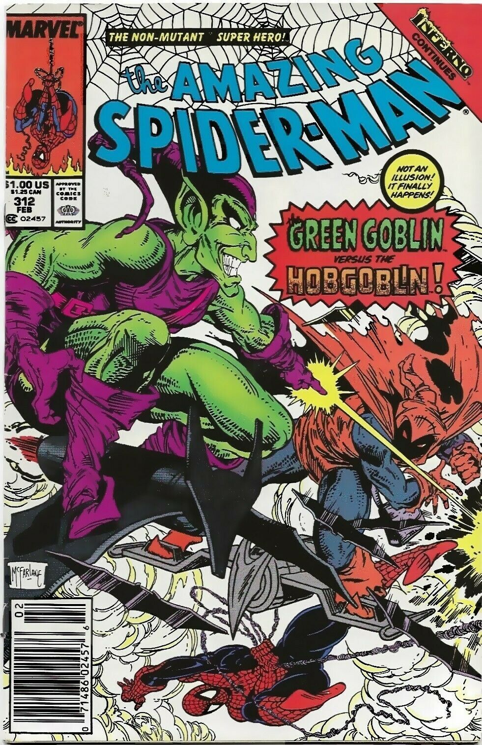 Amazing Spider Man 312 1989 Nm Key Mcfarlane Art Green Goblin V Hobgoblin Comic Books 0486