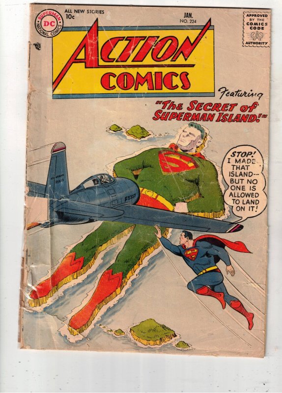 Action Comics #224 (1957) Superman Island! 1st Golden Gorilla! FR/GD Congo Bill