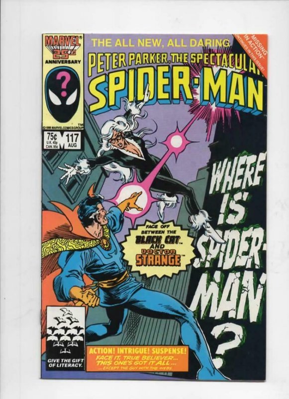 Peter Parker SPECTACULAR SPIDER-MAN #117 VF, Dr Strange 1976 1986 Marvel