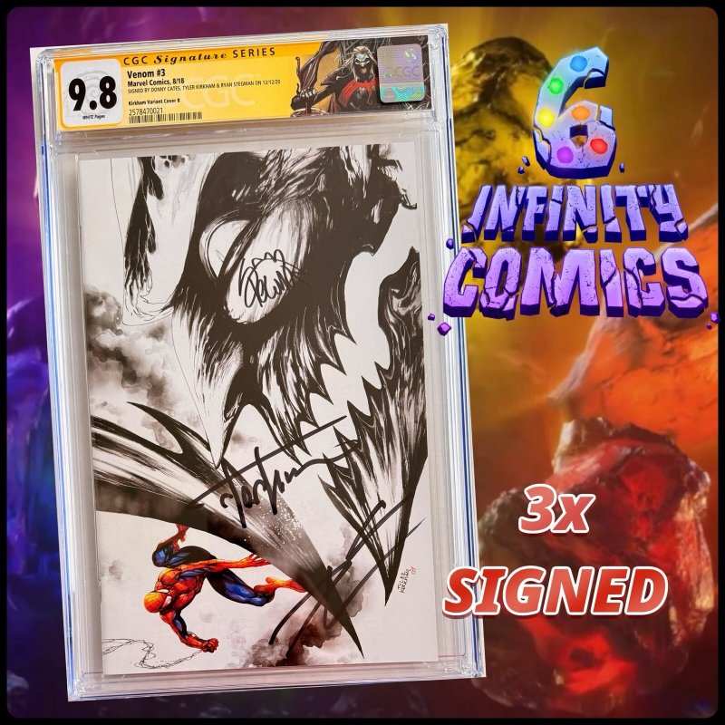 Venom #3  SS 3x CGC 9.8 B&W VIRGIN signed Stegman, Cates & Kirkham ?️1st Knull
