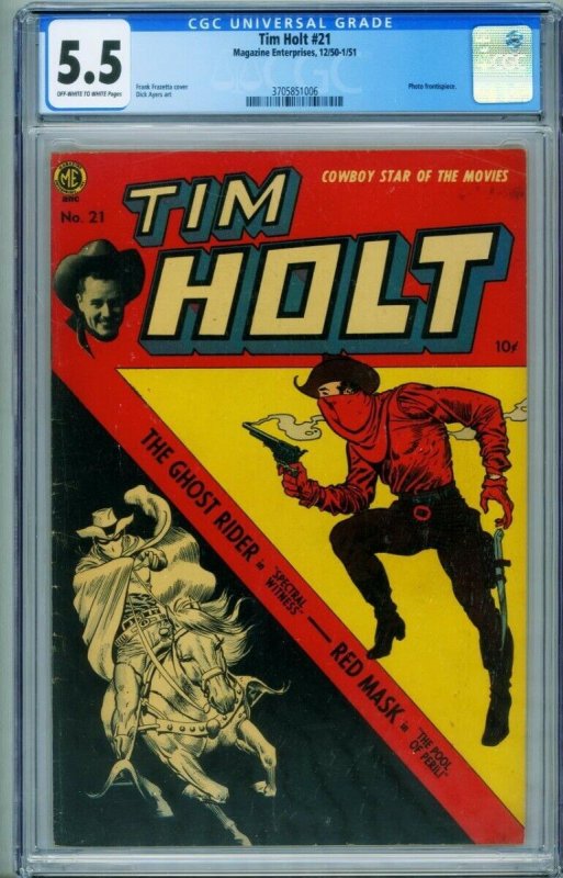 Tim Holt #21 CGC 5.5 1950-Frank Frazetta cover-Red Mask-Ghost Rider 3705851006