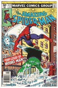 The Amazing Spider-Man #212 Newsstand Edition (1981) 1st appearance Hydro-Man