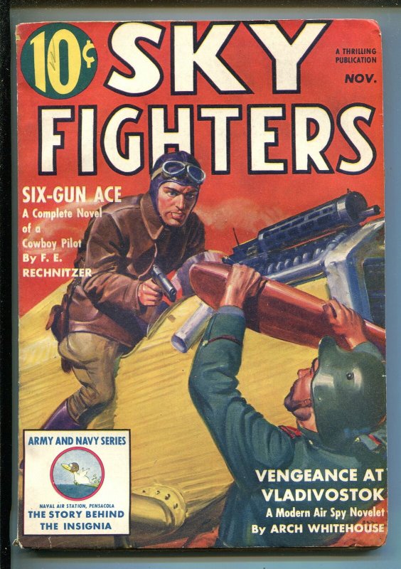 SKY FIGHTERS 11/1939-AIR WAR PULP-THRILLS-ARMY-NAVY-INSIGNIA-fn