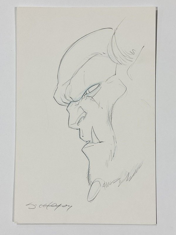 Grumpy Face original pencil drawing