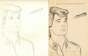 Dune Coloring Book Art p.25 - Paul Atreides in danger art by Michael Nicastre