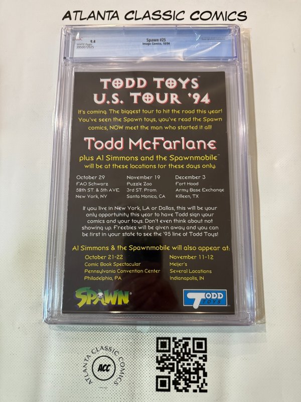 Spawn # 25 CGC Graded 9.4 Image Comic Book Todd McFarlane JH17