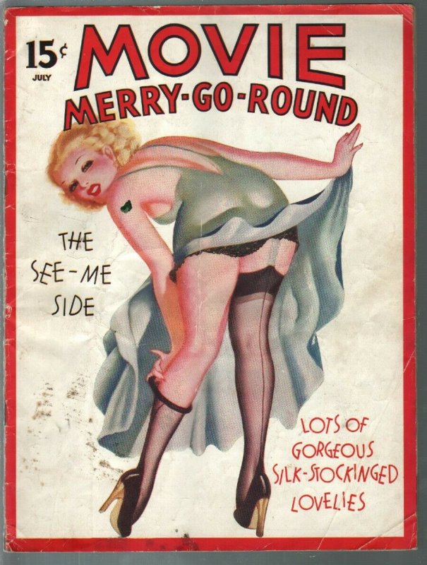 Movie Merry-Go-Round 7/1937-George Quintana cover-cheesecake-lingerie-VG-
