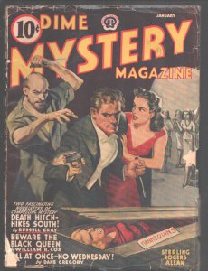 Dime Mystery 1/1942-Bound & gagged blonde babe-Russell Gray-William Cox-weird...