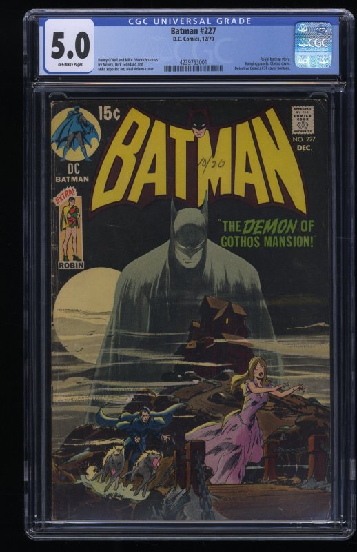 Batman #227 CGC VG/FN 5.0 Detective Comics #31 Homage! Classic Neal Adams!