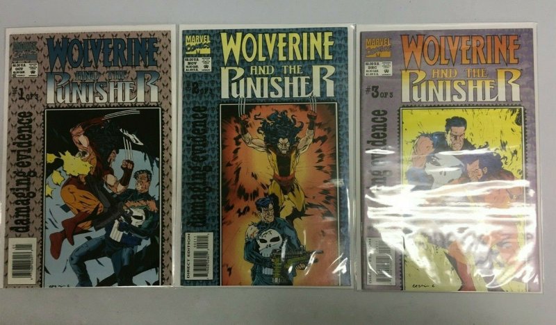 Wolverine Punisher Damaging Evidence set:#1-3 Marvel 3 diff books 8.0 VF (1993) 