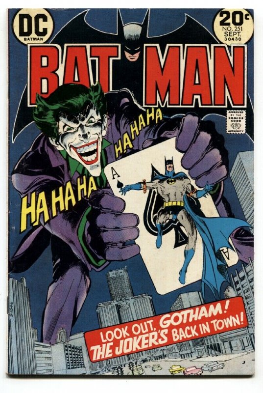 BATMAN #251 DC 1973 Classic Joker Playing Card cover VG/FN -Neal Adams