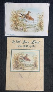 WITH LOVE DAD Birds Feeding on Shore 6x4.5 Greeting Card Art #014 w/ 1 Card