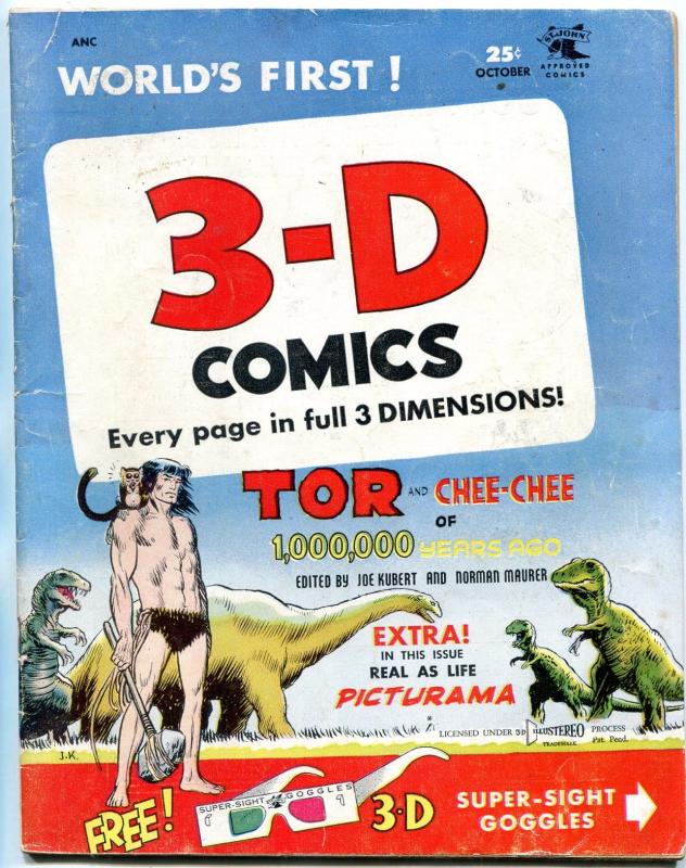 TOR 3-D COMICS #2 JOE KUBERT PREHISTORIC ADVENTURES 1953 VG