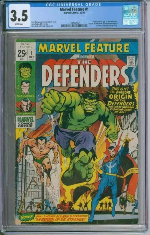Marvel Comics Marvel Feature #1 CGC 3.5 First Appearance Of The Defenders