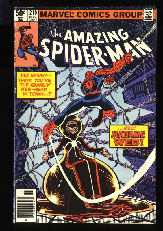 Amazing Spider-Man #210 FN- 5.5 Newsstand Variant 1st Appearance Madame Web!