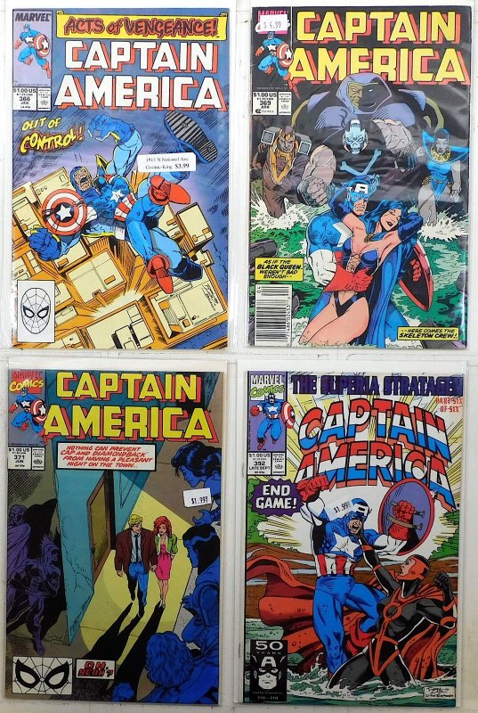 Captain America Lot of 4 #366, 369, 371, 392 (1990) Marvel Comics 1st Print