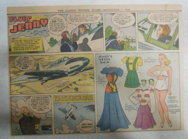 Flying Jenny Sunday Page by Russell Keaton from 9/1/1940 Size: 11 x 15 inches