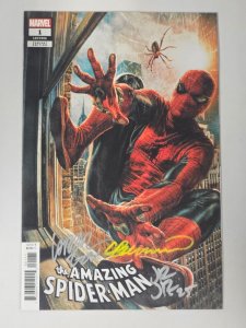 AMAZING SPIDER-MAN #1 2025 3X SIGNED LEE BERMEJO, LARRAZ, ROMITA JR W/COA NM