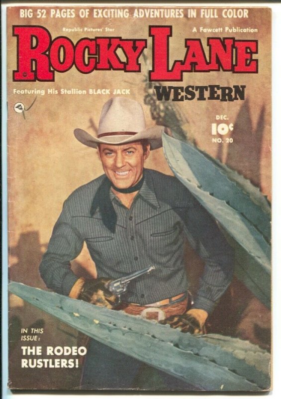 Rocky Lane Western #20 1950-Fawcett- B-Western movie star photo cover-VG+ 