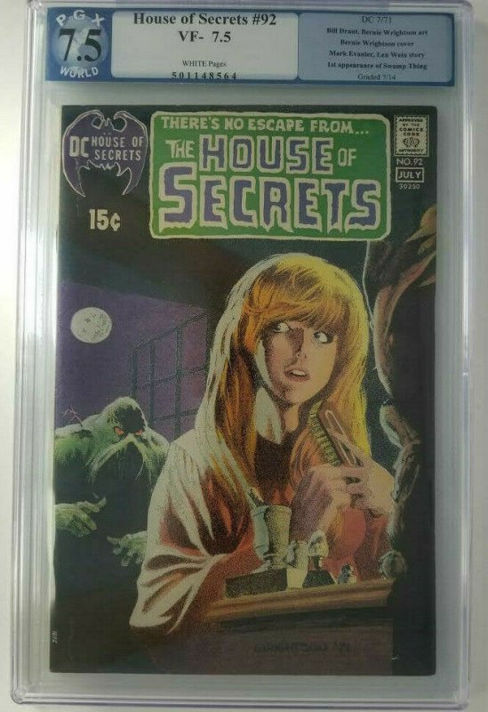 The House of Secrets #92 ~ 1971 DC~ PGX 7.5 (VF-), 1st Appearance of Swamp Thing