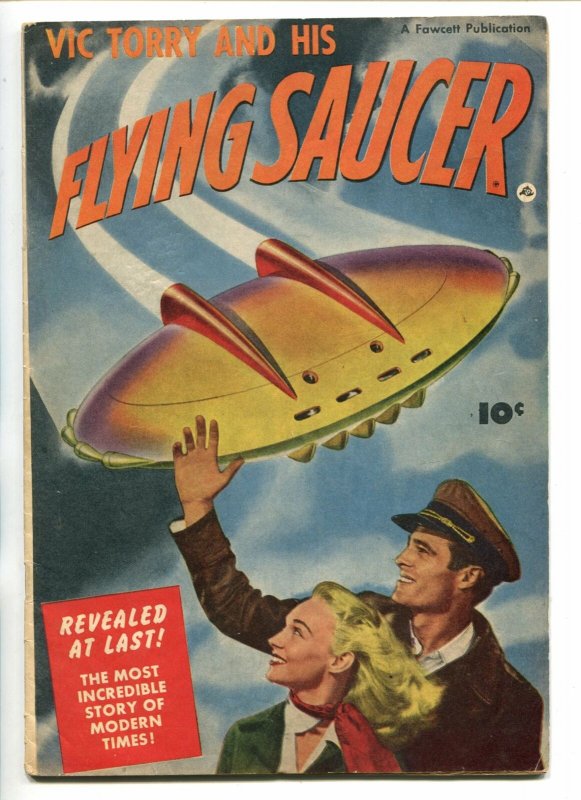 VIC TORRY AND HIS FLYING SAUCER-1950-FAWCETT-BOB POWELL STORY-ONLY ISSUE-vg/fn