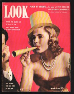 MAG: Look 3/26/1940-Pin-up party girl photo cover-WWII-bombers over Britain-w...
