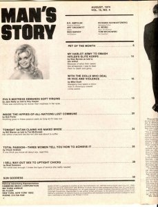 Man's Story August 1974- wild hippie menace cover- cheesecake