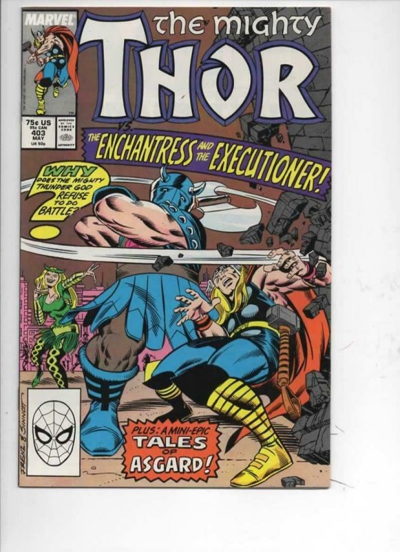 THOR #403 VF/NM God of Thunder Enchantress 1966 1989, more Thor in store, Marvel