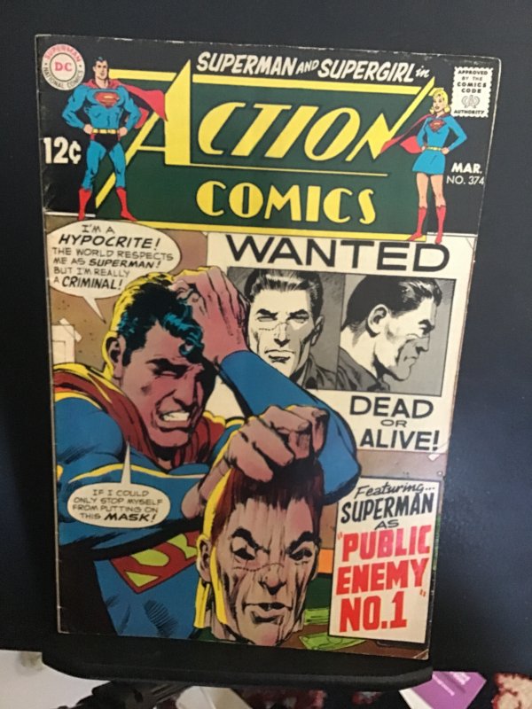 Action Comics #374 (1969) High-grade Neal Adams Superman cover key! VF- Wow