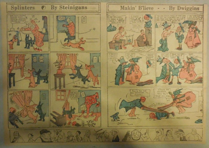 Splinters (The Clown) and Makin' B'Lieve Sunday Page from 1905 Half Page Size!