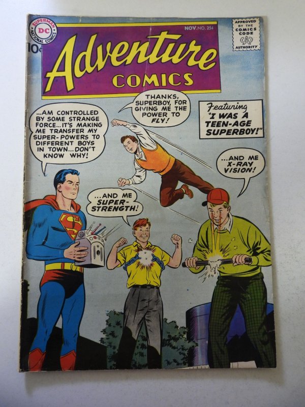 Adventure Comics #254 (1958) VG Condition slight moisture stains bc