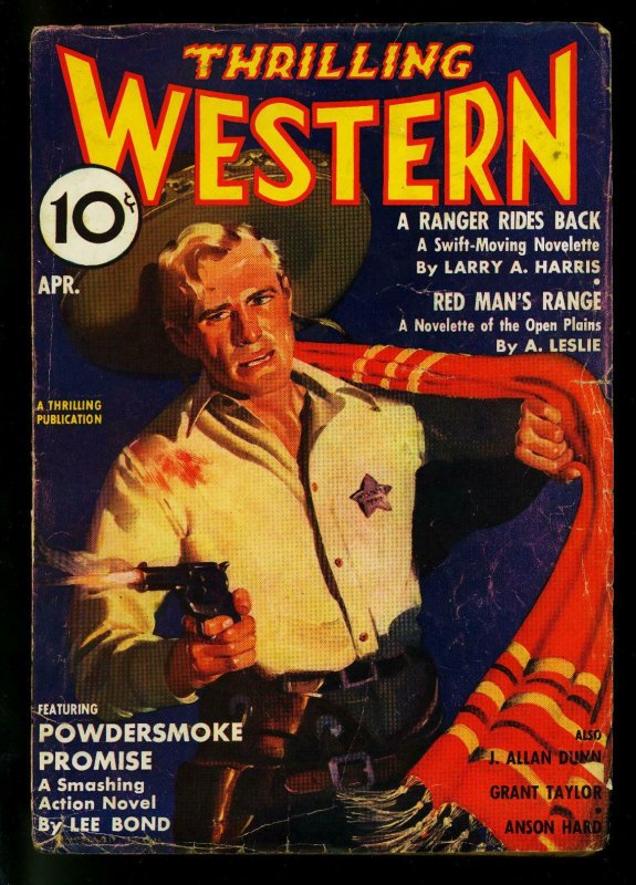 Thrilling Western Pulp April 1937-Lee Bond- J Allan Dunn - VG