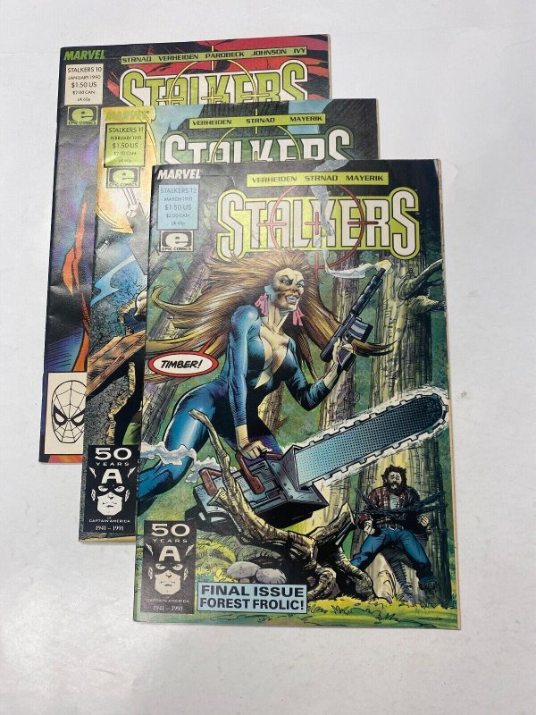 3 Stalkers MARVEL comic books #10 11 12 26 KM15