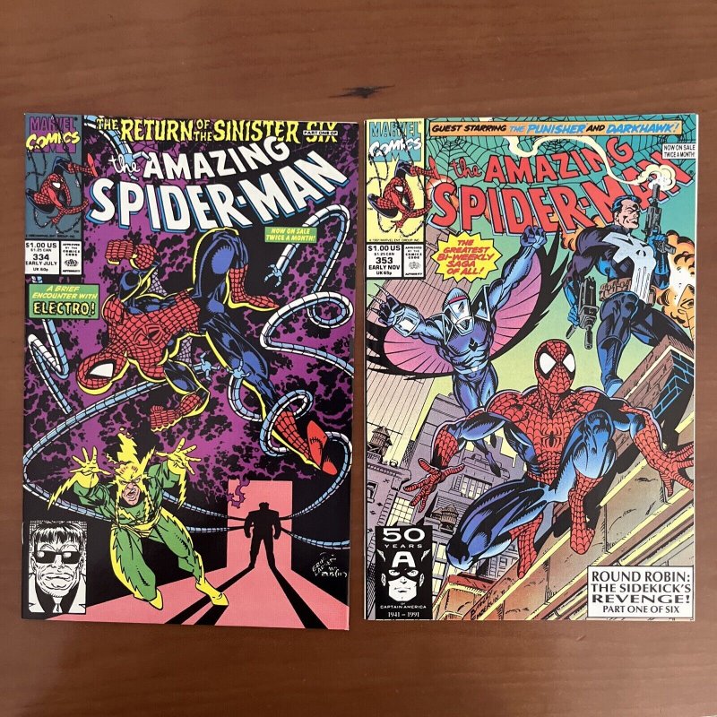 The Amazing Spider-Man #334 and 353. Punisher-Electro-Dark Hawk-Sinister Six