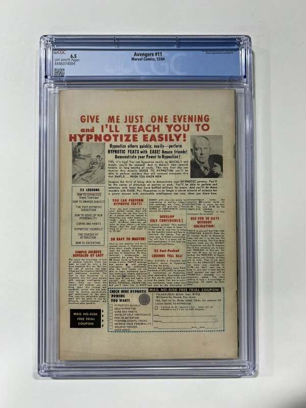 Avengers 11 1964 Cgc 6.5 OW/W pages Marvel Comics