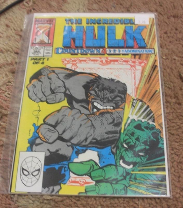 Incredible Hulk comic # 364 1989, Marvel ABOMINATION COUNTDOWN PT 1 GREY HULK