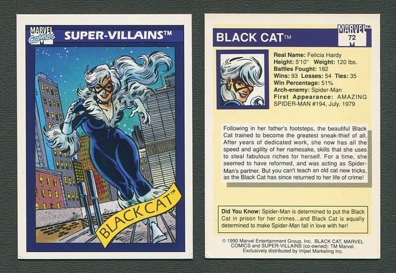 1990 Marvel Comics Card  #72 (Black Cat) / NM-MT