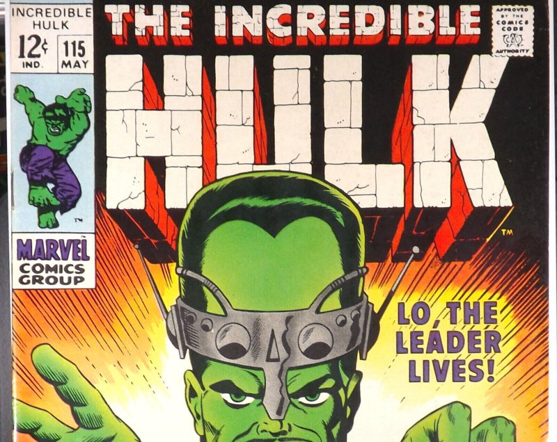 INCREDIBLE HULK #115 VF 1969 Lo, The Leader Lives Marvel Comics 