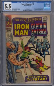 TALES OF SUSPENSE #75 CGC 5.5 IRON MAN  1ST SHARON CARTER JACK KIRBY 3015