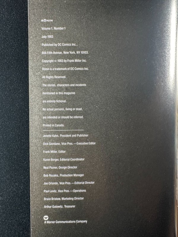 Ronin #1 (1983) VF Frank Miller