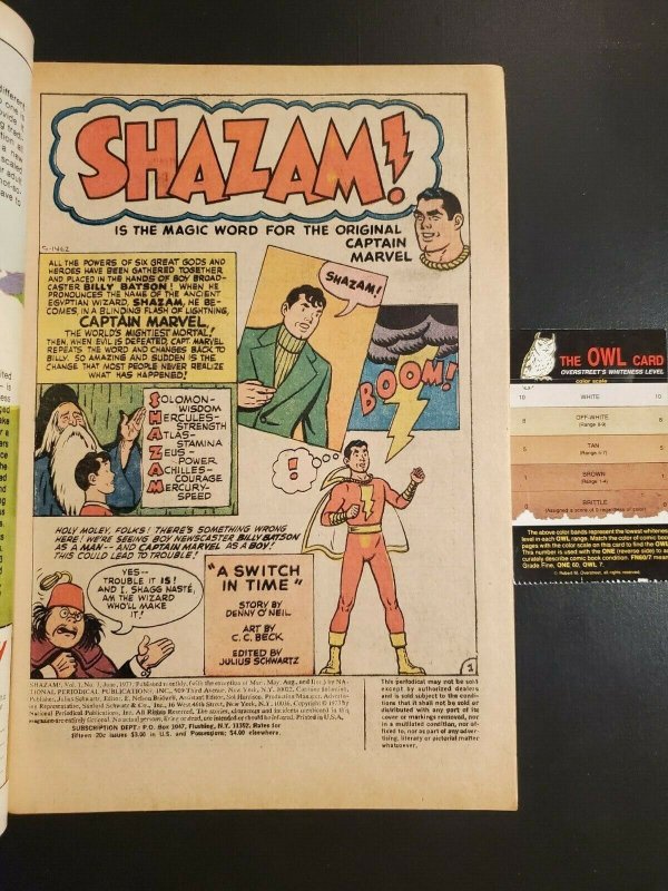 Shazam #3 (1973) F- (5.5) Ms. Marvel Capt. Marvel Jr. Cover C.C. Beck art|