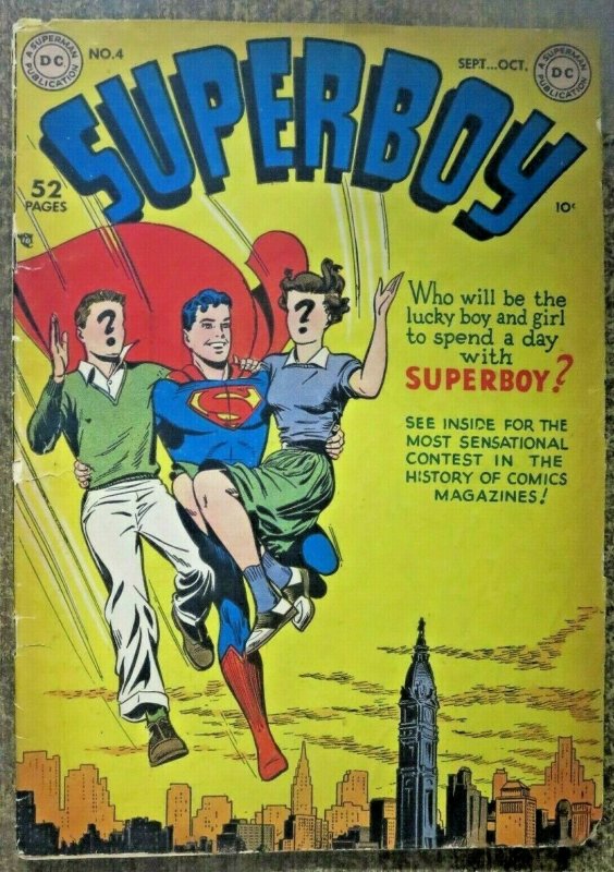 SUPERBOY #4 (DC, 9/1949)  FAIR-GOOD (FR-G)  1/2 book spine split, Golden Age