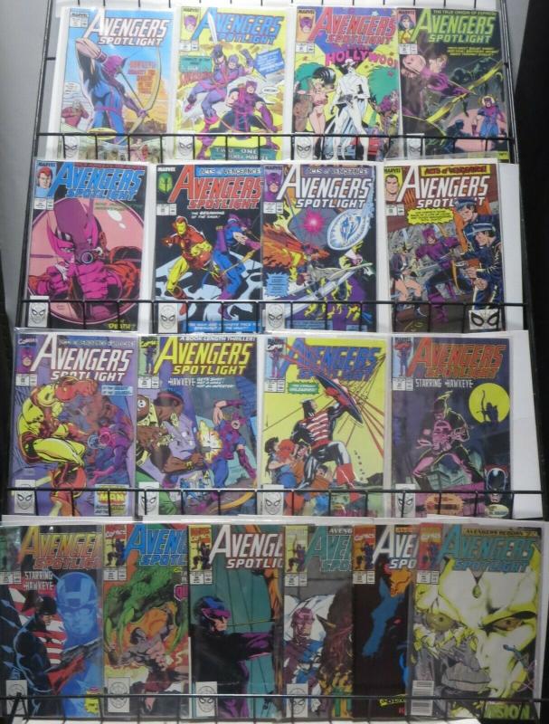 AVENGERS SPOTLIGHT (1989) SAMPLER! Marvel,19 issues! F/+ Hawkeye, Steve Gerber