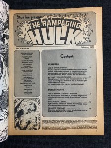 1978 RAMPAGING HULK Marvel Magazine #7 VG 4.0 Jim Starlin Man-Thing