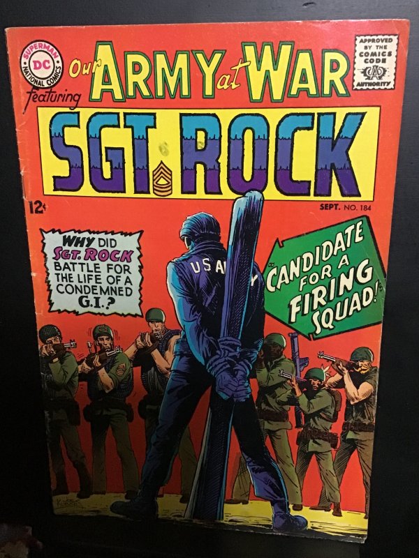 Our Army at War #184 (1967) Wow! Sgt. Rock firing squad. Wee Willie dies  FN/VF