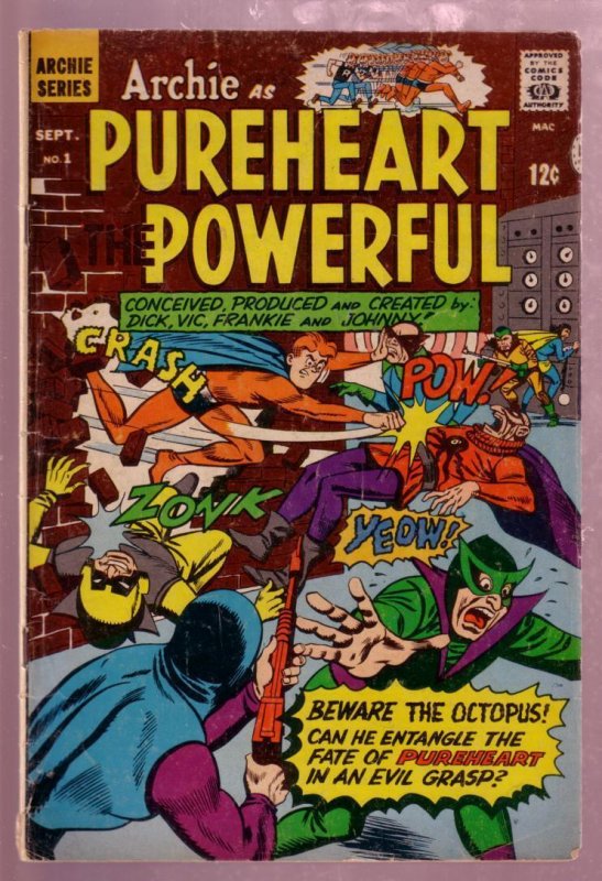 ARCHIE AS PUREHEART THE POWERFUL #1 1966 SUPER HERO-good/very good G/VG