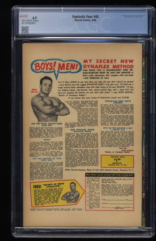 Fantastic Four #48 CGC FN+ 6.5 Off White 1st Galactus Silver Surfer!