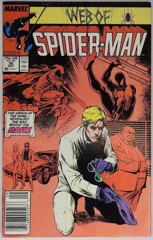 Web of Spiderman 30 Marvel 1987 FN/VF 7.0 Origin Rose Hobgoblin Kingpin Cover