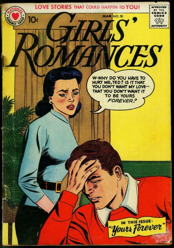 GIRLS' ROMANCES #50 1958-DC COMIC-GIRL WITH TEARS-LOVE! FR 