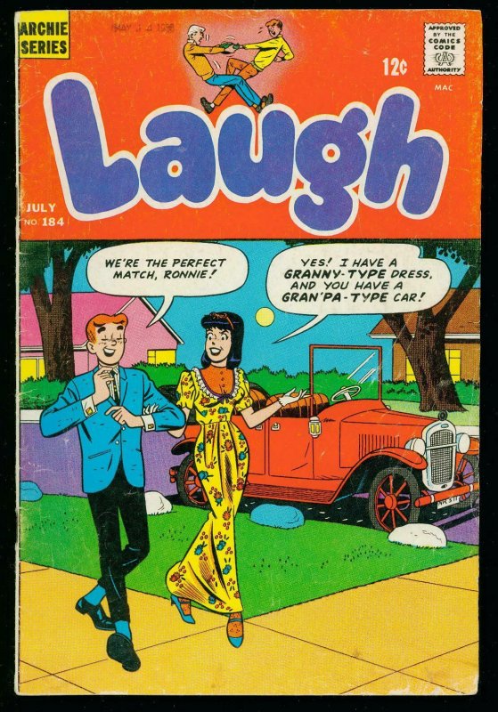 LAUGH #184 1966-ARCHIE COMICS- MOTOR CYCLE PIN UP- GOOD